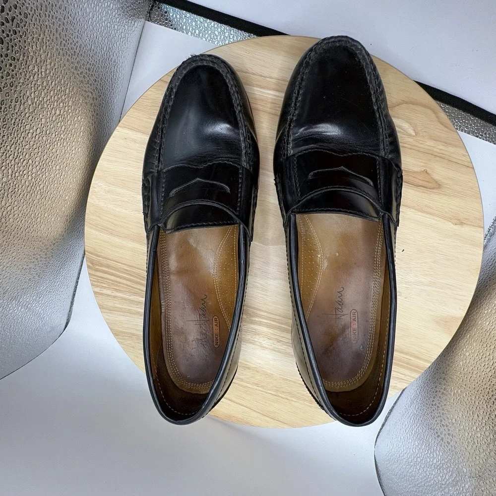 Cole Haan Mens Air Grant Black Leather Penny Loafers Nike Air 9.5M C06590